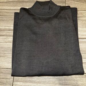 VINTAGE August Silk Men's Gray Tight-Knit Silk Cotton Sweater Mock Neck Size M